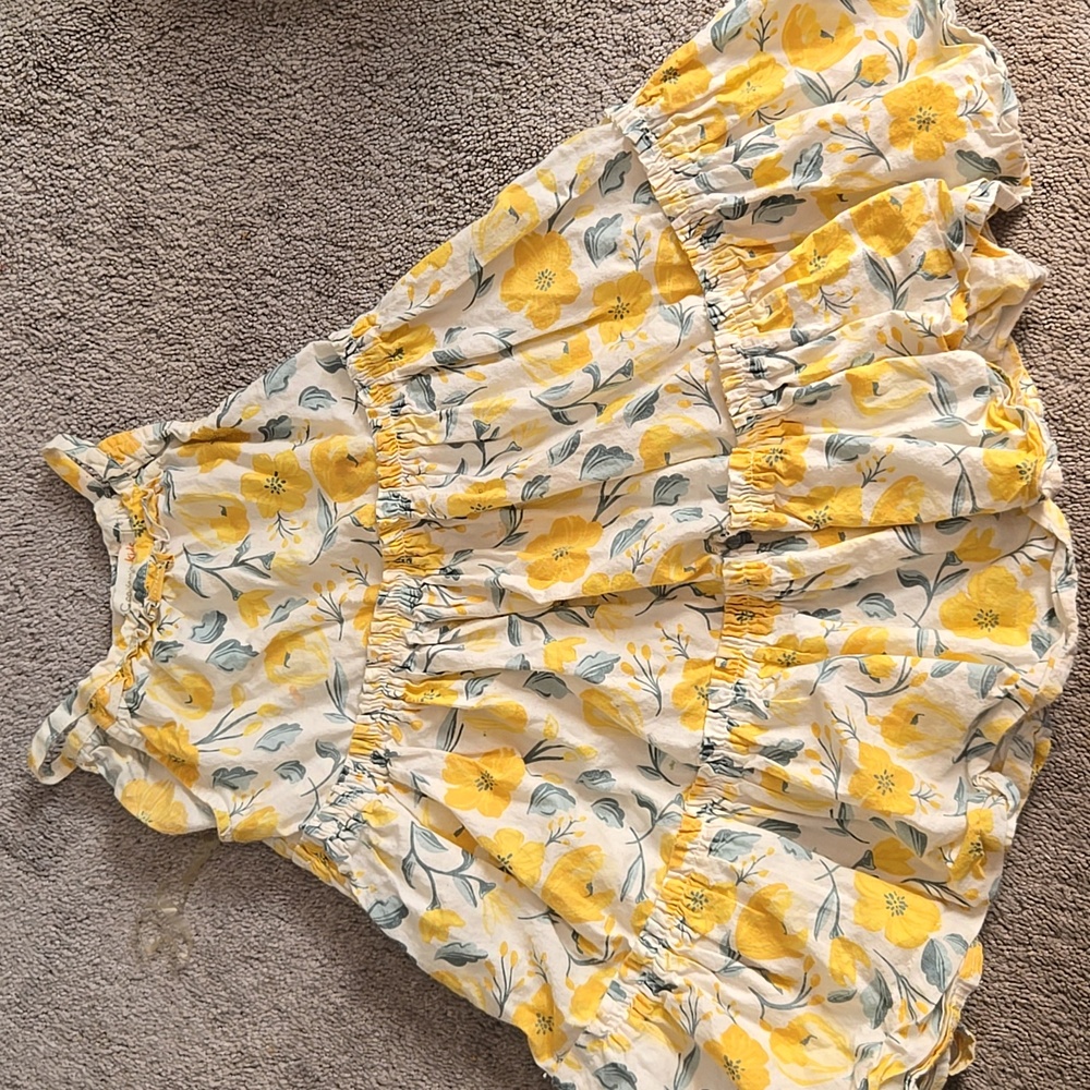 Floral Yellow and Cream Kids Dress